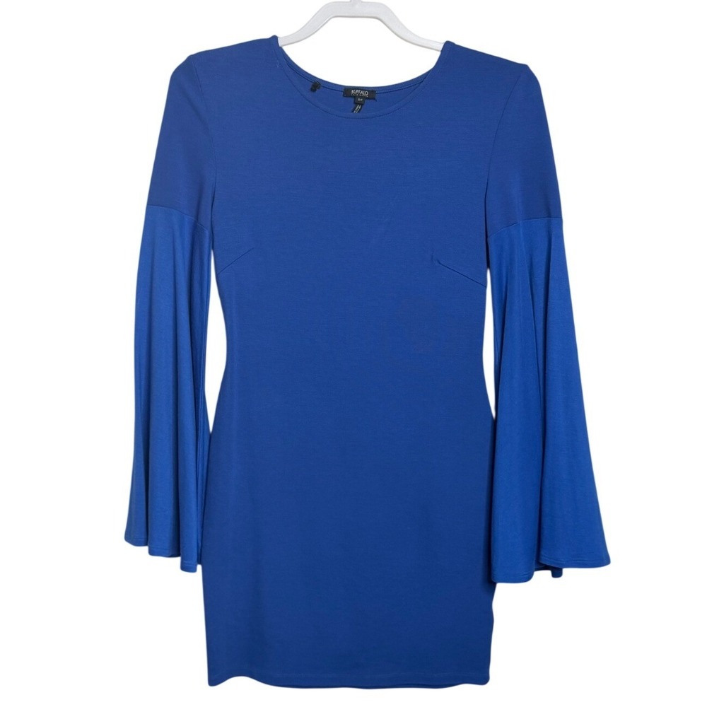 Buffalo David Bitton Bell Sleeve Bodycon Mini Dress Royal Blue Women Small